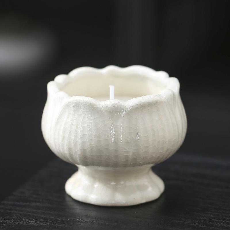 Керамическая подставка для свечей в виде лотоса для ароматерапии, пустая чашка, минималистичный подсвечник для помещений, изысканные украшения для украшения комнаты