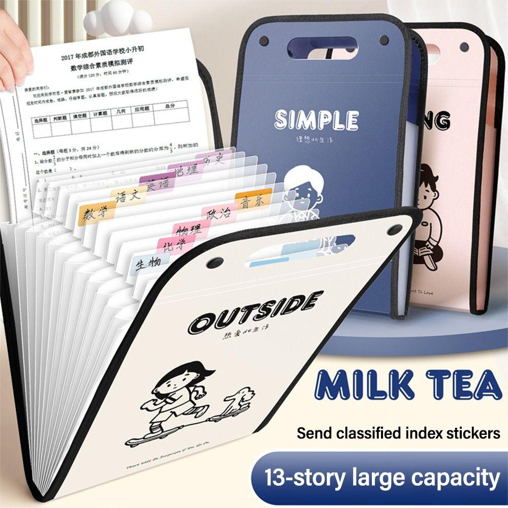 13 Pockets Test Paper Storage Folder With English Letter Pattern File Organizer Portfolio