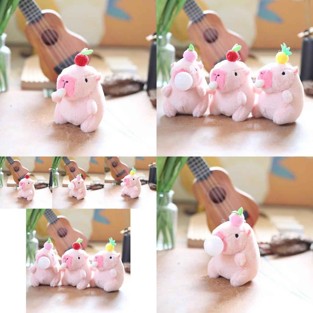 Очаровательный милый плюшевый брелок-капибара, пускающий пузыри, мягкая набивная игрушка желтого, красного, розового цвета