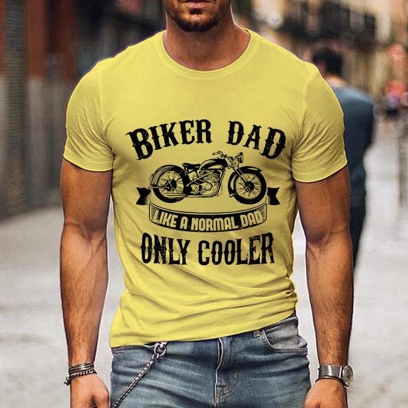 Футболка с графическим принтом Biker Dad Only Cooler для мужчин, летняя черная футболка с коротким рукавом в винтажном стиле, забавная модная футболка ко Дню отца для мужчин