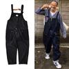 Color Blocking Patchwork Workwear Overalls Men'S Multi Pocket Overalls Casual Denim Pants