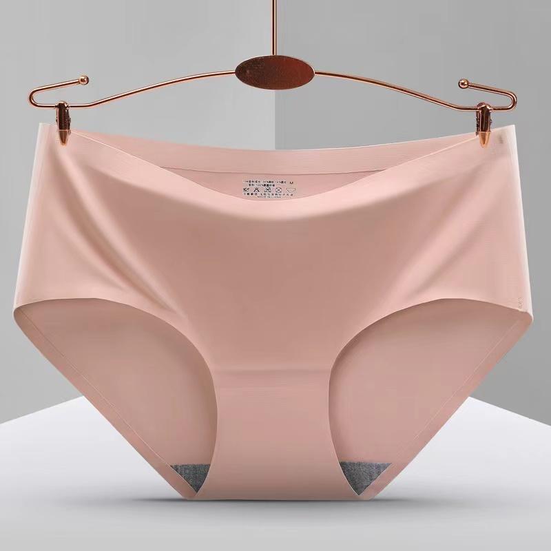 Set Seamless Panties Silk Pamty Mid Waist Underwear Comfort Underpants Solid Invisible Briefs Female Lingerie