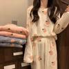 Bear Sweet Cute Tie Bow Apple Pajamas Women Casual Loose Can Be Worn Outside The Fall And Winter Thickened Warm Homewear Suit