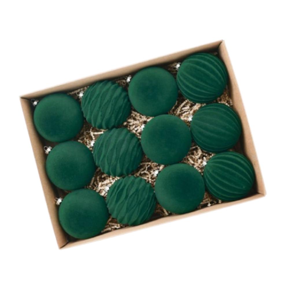 12 шт. 8 см Рождественские бархатные шары-украшения Небьющиеся Многоразовые Рождественские шары Подвеска Однотонные Плюшевые