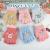 Winter New Big and Middle School Children's Half-finger Gloves, Student Writing Plush Warm Cartoon Woolen Gloves