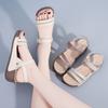 Женские летние сандалии для улицы, нарядные, с открытым носком, повседневные, серые сандалии для девочек, большой размер, платформа, увеличение роста