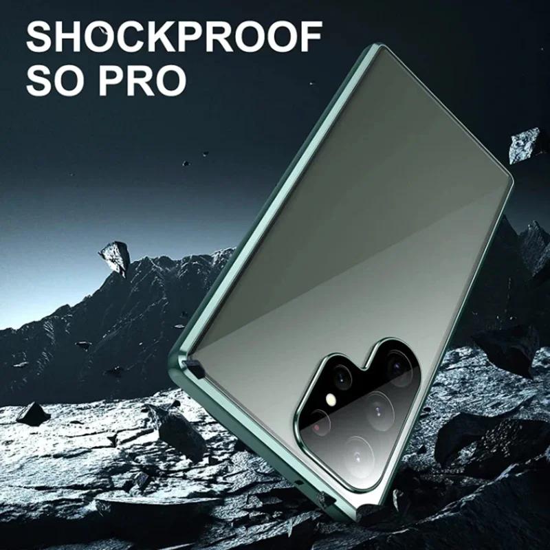 Магнитный чехол из металла со стеклом конфиденциальности для Samsung Galaxy S26 Ultra S25 S24 FE S23 S22 S21 Plus A17 A57 A37 A55 A56 Защита от подглядывания 360°