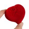Heart Shape Exquisite Ring Display Box Velvet Jewelry Box Red Rose Double Ring Storage Box