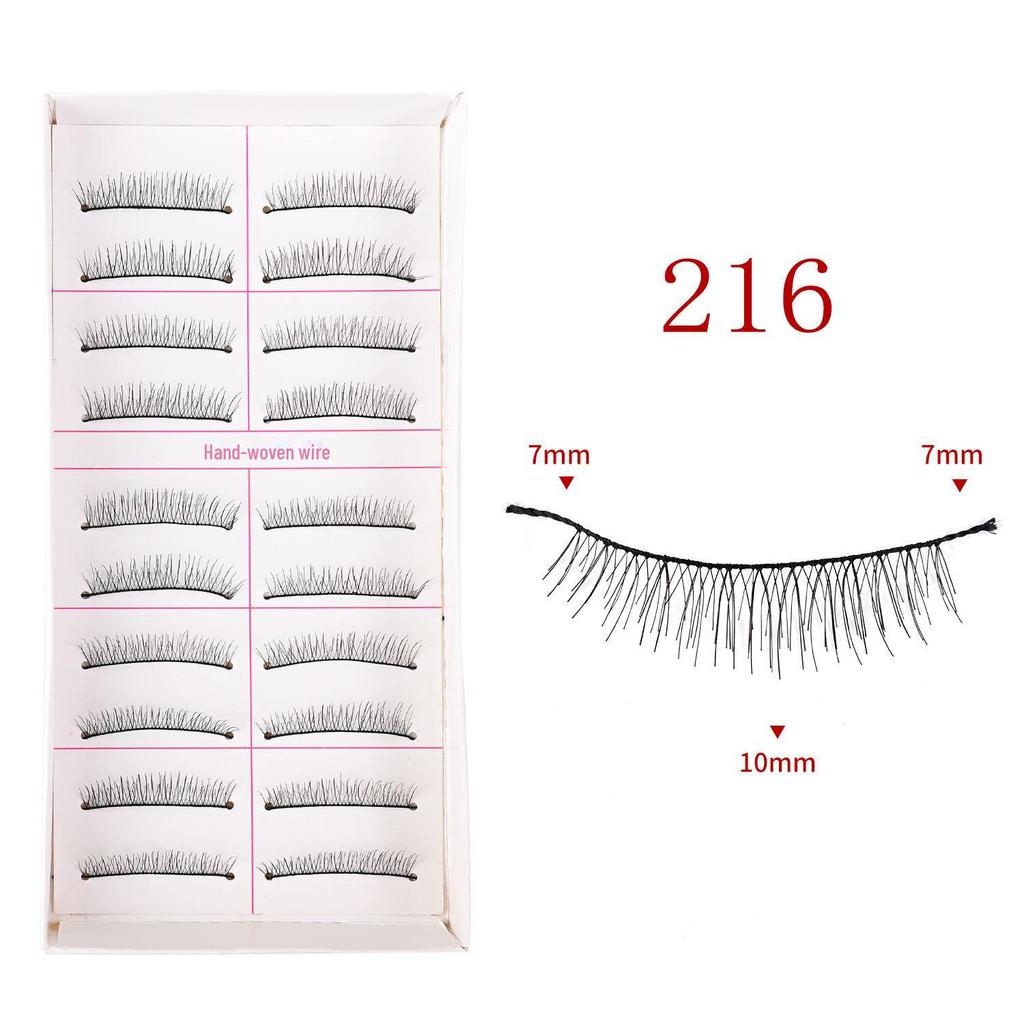 217 накладных ресниц ручной работы - 10 пар, натуральный стиль, перекрестный хлопковый стержень для сценического макияжа