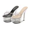 Sexy 16CM Clear Crystal Heeled Sandals - One Strap Sky High Heels for Fashion Show/Model Photography