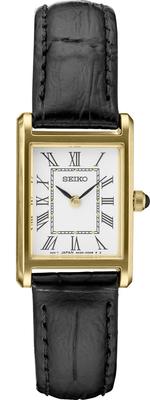 Seiko Часы квадратный дизайн кварц SWR054 белый циферблат x черный кожаный ремешок женские [Товар]