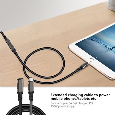 Удлинительный кабель USB C Папа-Мама Тип C USB3.2 Gen2 100 Вт Кабель-удлинитель для быстрой зарядки для ноутбуков, планшетов