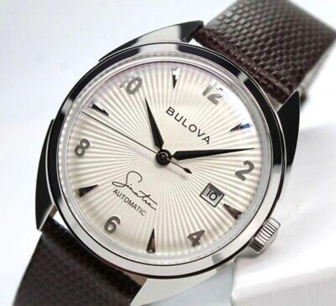 BULOVA Фрэнк Синатра «Унеси меня на Луну» Автоматические часы 40 мм с циферблатом цвета слоновой кости 96B347