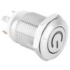 12mm Metal Button Switch with Power Icon White LED Light Self Reset 1 NO Switch(24V)