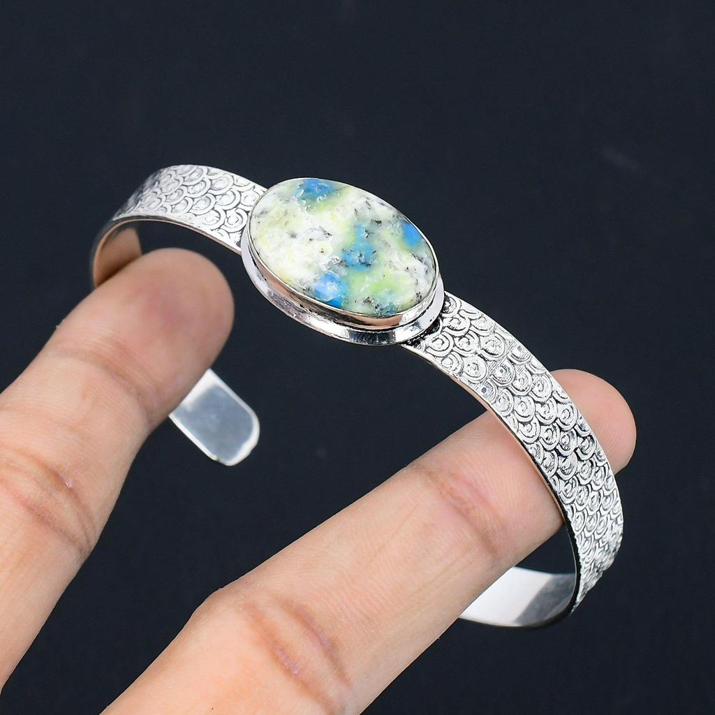 Натуральный яшма К2 Сестра Элегантный Юбилей Помолвка Браслет Стерлинговое серебро