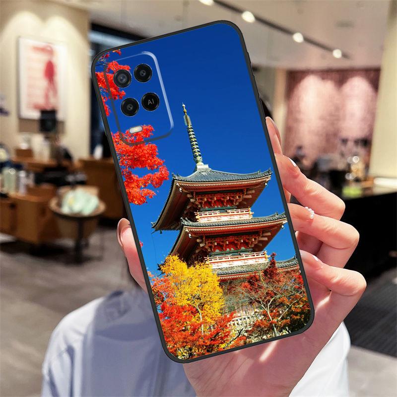 Японский храм Киото Чехол для Oppo A94 A74 A54 A18 A38 A58 A78 A98 A40 A60 A80 A16 A76 A96 A15 A17 A77 A57S