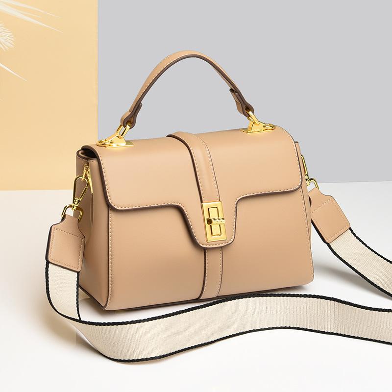 Fashion Lock Shoulder Bag Women's Handbag Solid Color Retro Simple Crossbody Bag Shoulder Strap Commuter