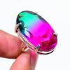 Bi-Color Tourmaline Handmade 925 Sterling Silver Jewelry Ring Size 9 O3Y65