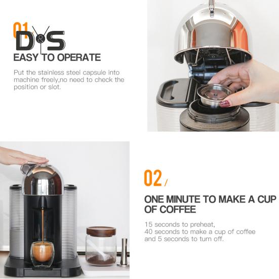 Многоразовые кофейные капсулы из нержавеющей стали для Nespresso VertuoPlus Заправляемые капсулы для машин VertuoLine Экономящие деньги кофейные капсулы из нержавеющей стали