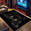 Black Cat Yellow Eyes Peeking Black Background Print Area Rug Cute Pet Non Slip Living Room Floor Mat Cat Lover Home Decor Rug