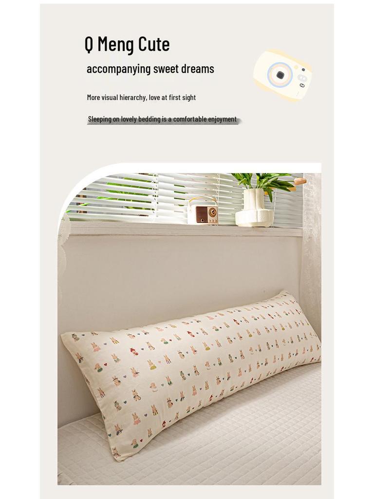 Двухслойная хлопковая марлевая длинная подушка для тела - Удобная боковая подушка, обнимающая ноги