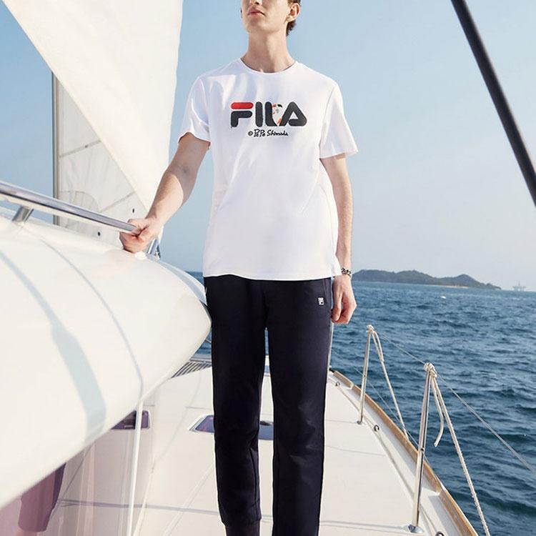 Men's FILA x Pepe Shimada Crossover Casual Breathable Printing Sports Short Sleeve White T-Shirt F11M133196F-WT