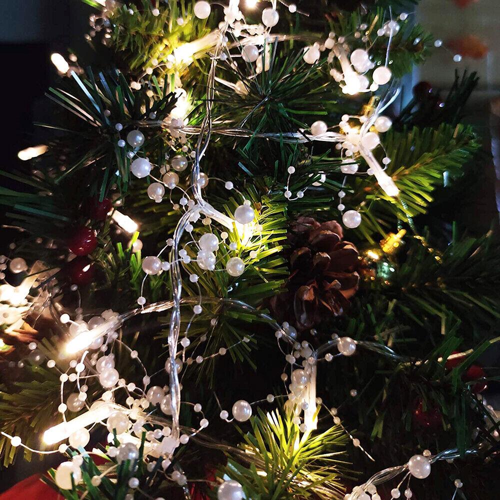 4M 40 светодиодных жемчужных гирлянд для праздничного украшения, рождественские светодиодные сказочные гирлянды, красные бусины, гирлянда, вечеринка, рождественская елка, домашний декор