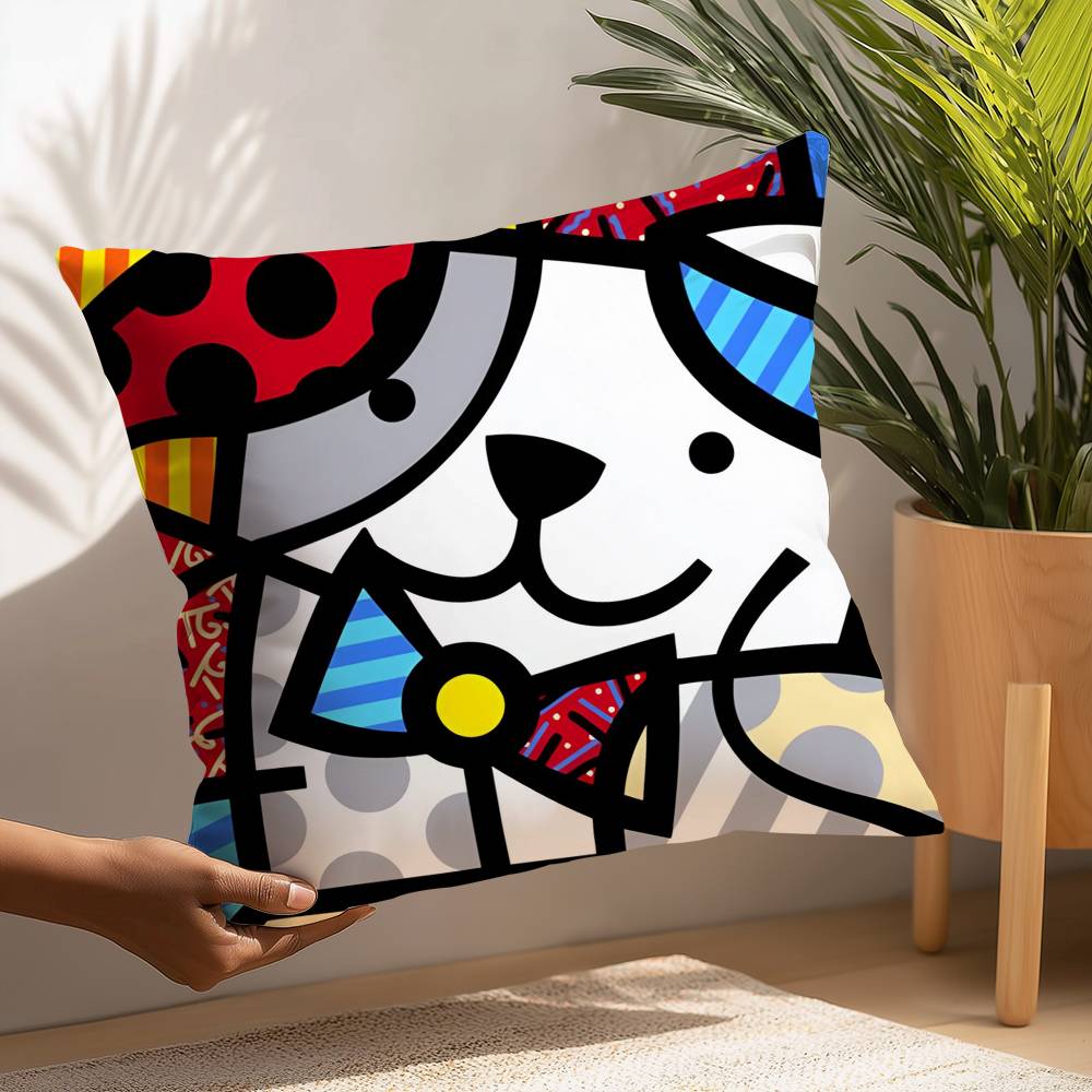B-Britto Art Design Pillow Case Plush Fabric Soft  Pillowcase Double Sided Print Cushion Cover Household Gifts