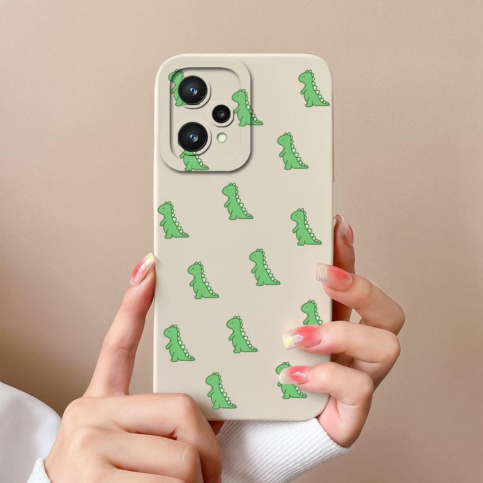 Чехол для OPPO Realme 9 Pro + 5G Милый Мультяшный Стиль с Динозаврами Жидкий Силикон Задняя Крышка Для Realme9 Pro Plus 5G Модный Funda