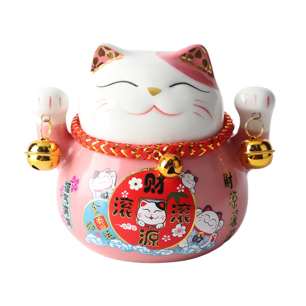 Копилка для монет Lucky Cat 4,5 дюйма, изысканная, милая, приносящая удачу, керамическая, настольная, для хранения монет
