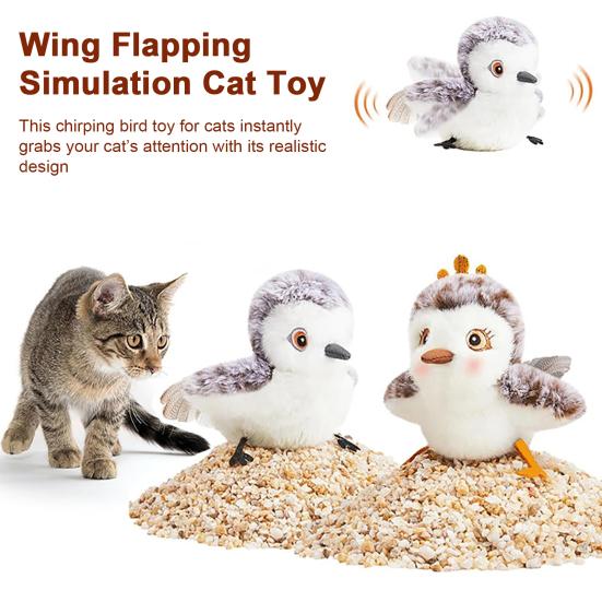 Flapping Bird Cat Toy Rechargeable Interactive Plush Bird with Remote Control Automatic Flapping And Chirping Cat Toy with Catnip for Indoor Cats