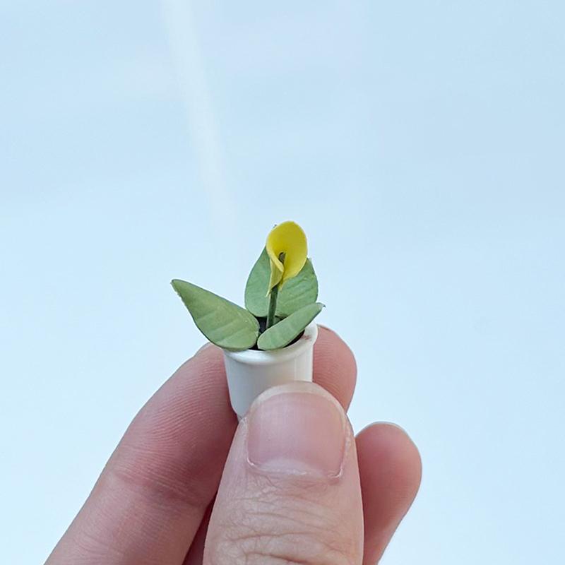 2шт 1:12 Мебель для кукольного домика Аксессуары Декорация пейзажа Мини Растения Маленькие цветочные горшки Внутреннее убранство Глина