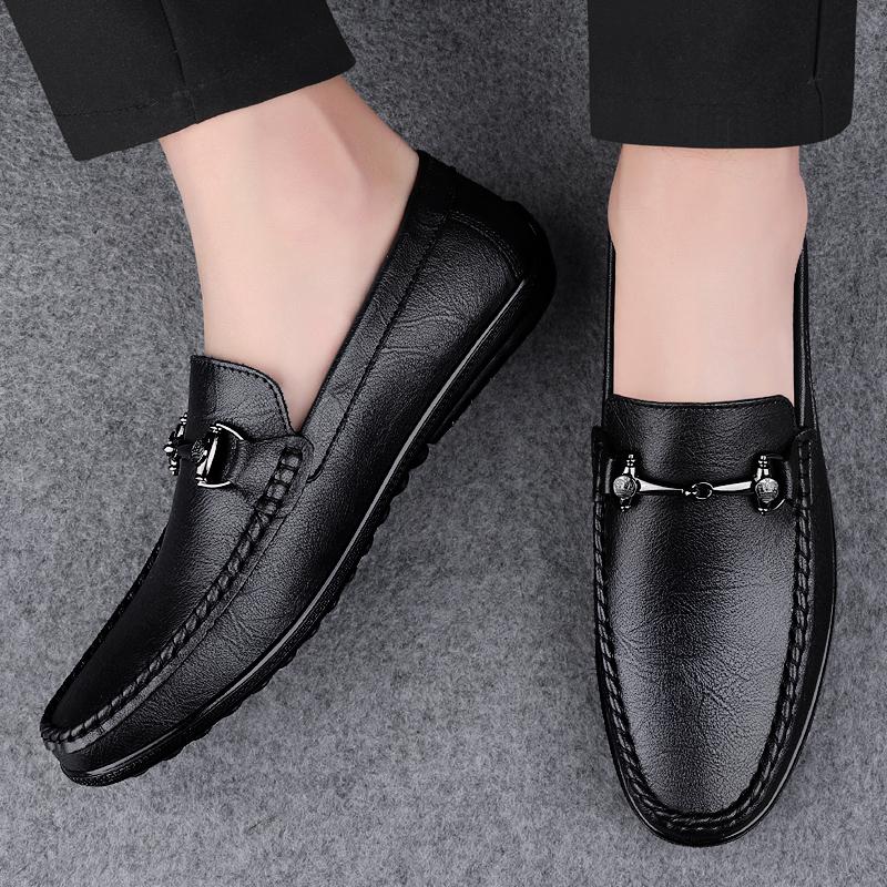 Мода 2025 Новые мужские лоферы из натуральной кожи Нескользящая офисная обувь Дышащие уличные слипоны Повседневная обувь Мужские модельные мокасины