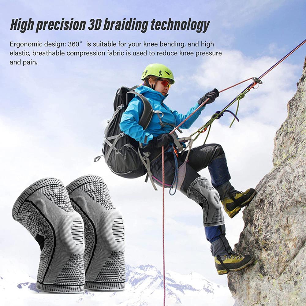 2 шт. Компрессионный рукав для колена - Профессиональный наколенник-суппорт Эластичные Нескользящие Наколенники Стабилизатор надколенника Силиконовый гель Пружина