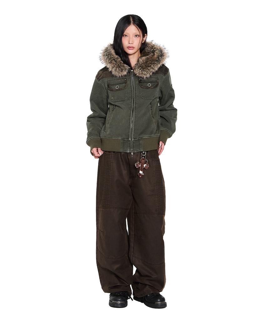 Aakam Fur Camo Contrast Jacket (Khaki)