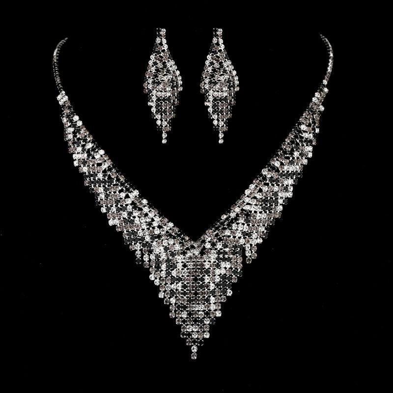 BLINGBAY комплект женских украшений, милые свадебные аксессуары, медные стразы, великолепный элегантный комплект ожерелья и серег, женский современный подарок на день рождения