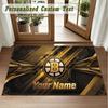 Crystal Velvet Square Rug Custom NameBoston Bruins Pattern Non Slip Home Floor Decor Rug