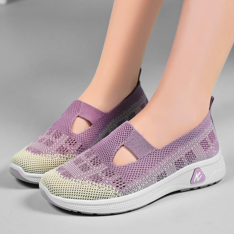 Женские универсальные слипоны из дышащей сетки флай-нит, мягкая подошва, повседневный комфорт для ежедневной носки