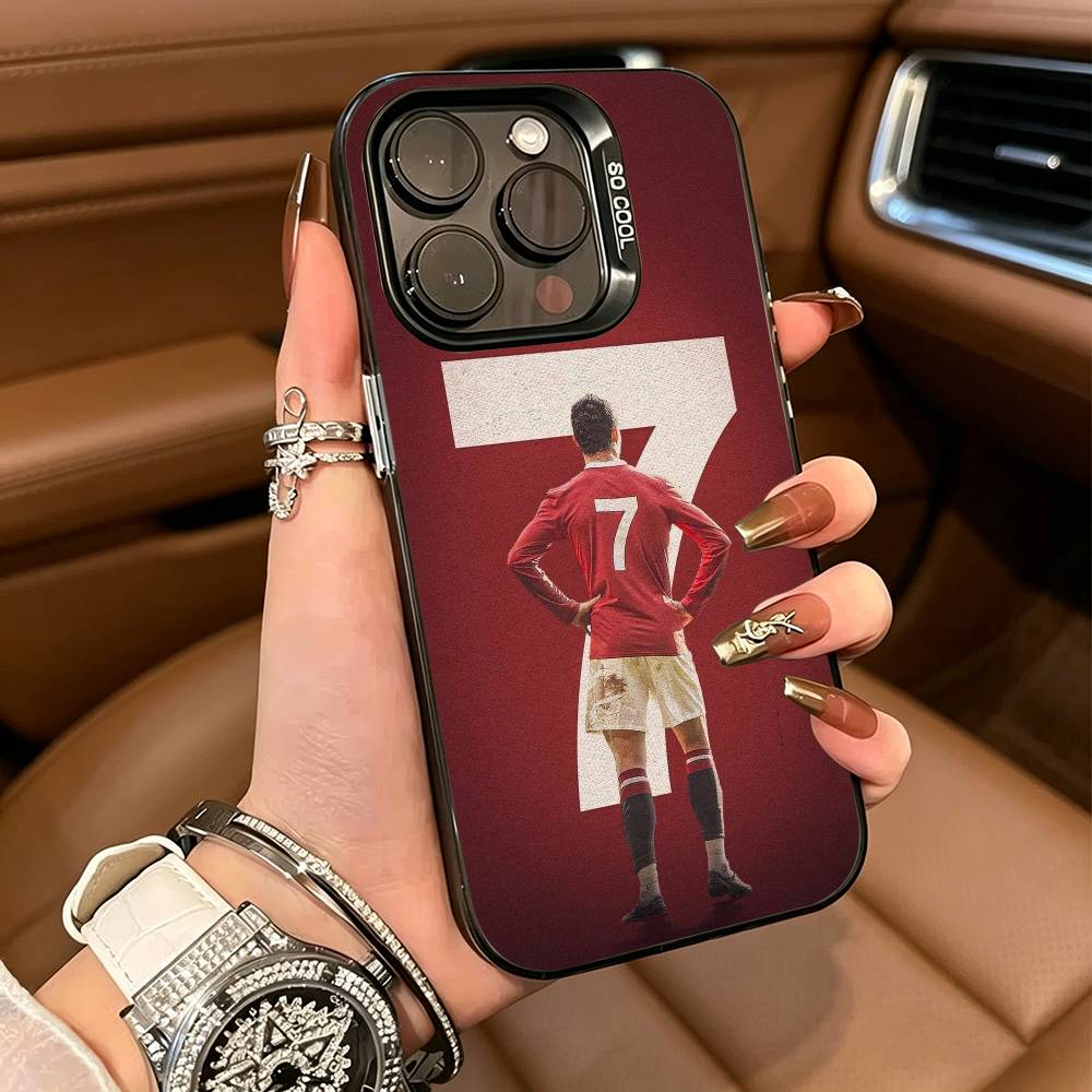 Чехол для телефона C-R-7 R-Роналду Для iPhone17 16 11 12 13 14 15 16 Pro Max Plus Крышка Цветной Серебристый Funda Бампер