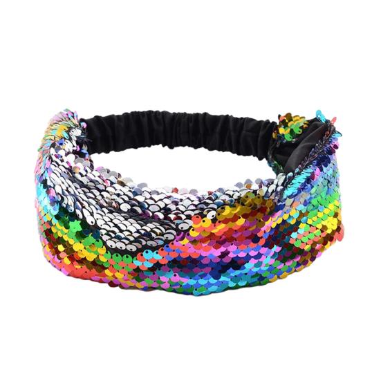 Женская повязка на голову Двусторонняя повязка с блестящими пайетками Эластичная фиксация волос Декоративное украшение Аксессуары для волос