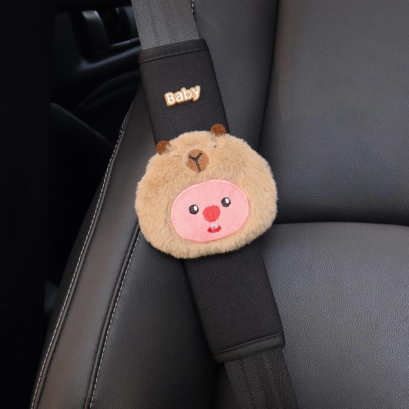 Four Season Universal Ice Silk Car Seatbelt Cover Cute Cartoon Capybara Safety Belt Harness Cushion Shoulder Pad for Car Truck