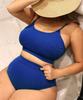 Женский однотонный купальник, купальник из двух частей, пляжная одежда, бикини, танкини, купальные костюмы больших размеров