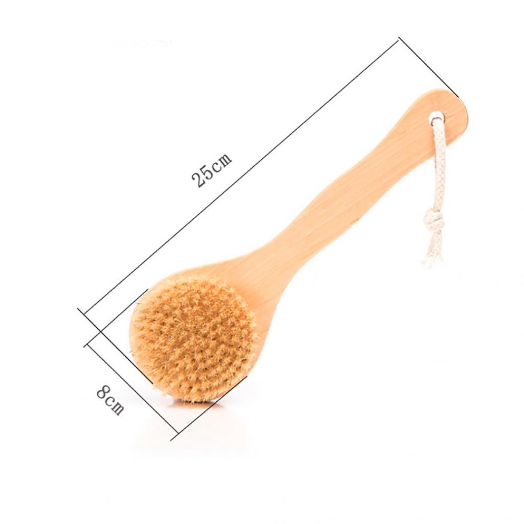 Bamboo Bristle Bath Shower Brush Body Back Massage Scrubber Skin Cleaning Tool