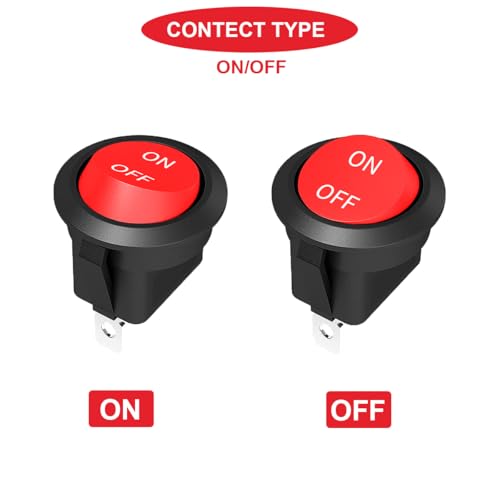 16 шт. Круглый клавишный переключатель 12 В постоянного тока, круглый красный тумблерный переключатель 2 контакта SPST 2 положения 6 А/250 В 10 А/125 В переменного тока с 20-миллиметровым клеммным проводом для автомобильной морской техники