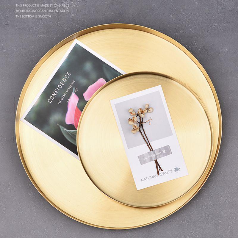 Ins Стиль кольцо из нержавеющей стали ожерелье кастрюля для хранения золотой поднос круглый поднос для демонстрации пищевых ювелирных изделий роскошный домашний органайзер для чая