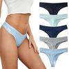 TUOTISI Cotton Ribbed Knit Stretch Comfortable Sexy Underwear Bikini Tanga Smooth Women's T-Back Panties, Non-Slip Skin, 5-Pack (Size L)