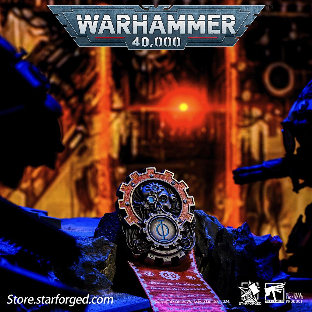 Starforged Star Casting, игровые товары Warhammer 40K God of All Machines, значок печати Механического Бога