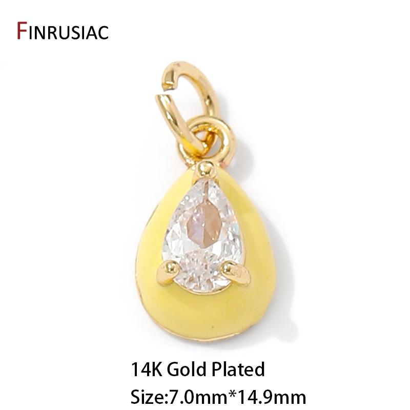 Позолоченная латунь 14K, разноцветная эмаль, цирконы, подвески-капли, подвески для украшений, аксессуары для изготовления ожерелий и браслетов своими руками
