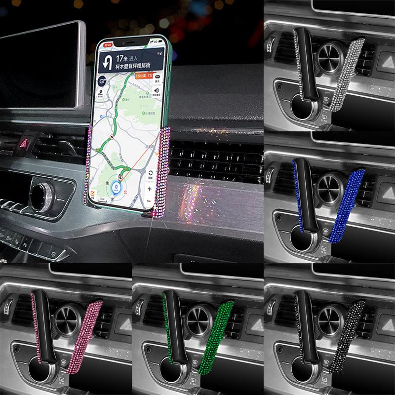 Car Phone Holder Women Diamond Crystal Air Vent Mount Mobile Stand With Rhinestone Auto Bracket Interior Universal Accessories
