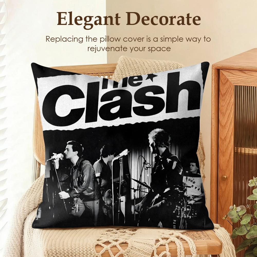 Band The CClash Cushion Cover Natural Linen Organic Fabric DoubleSided Printing Sofa Home Decor Gift Pillow Case